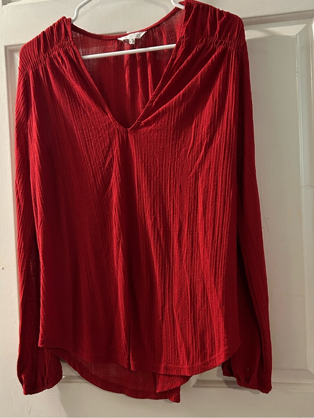 Lucky Brand Red V-Neck Long Sleeve Blouse